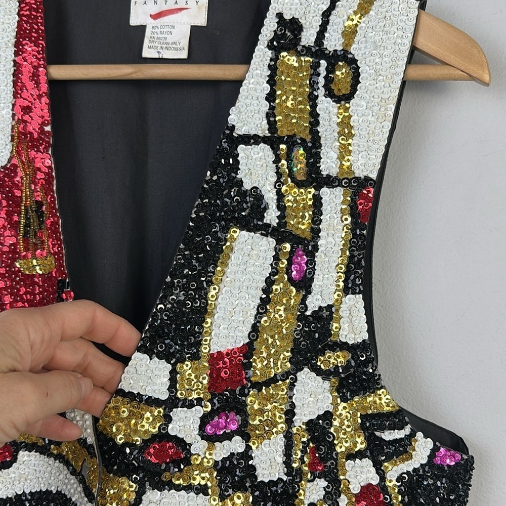 Vintage 1990’s Fashion Fantasy Jazzfest Musical Bedazzled Sequins Beaded Unisex - Picture 6 of 16